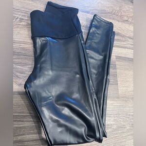 Assets by Spanx Black Faux Leather Leggings NWOT